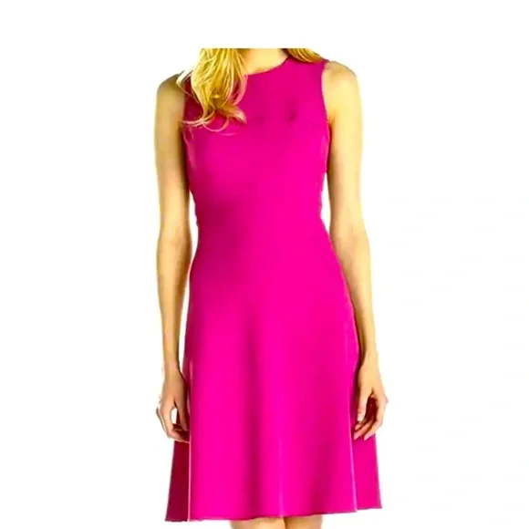 Anne Klein Women’s fuchsia pink crepe fit and flare dress. - Picture 3 of 4